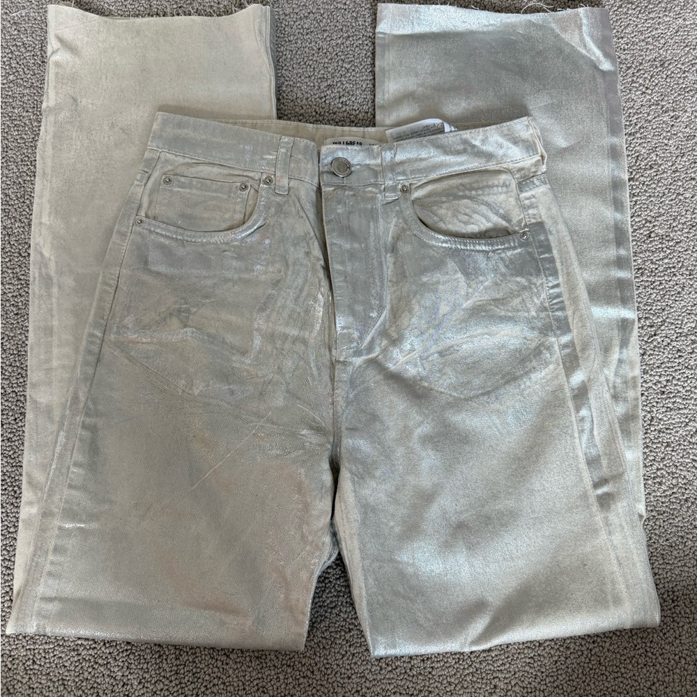 Pull&Bear Metallic Silver Jeans
